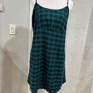 wild fable Teal and Brown Plaid Slip Dress